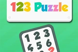 Värikkäällä taustalla on numeroilla 1-9 täytetty ruudukko sekä otsikko 123 Puzzle