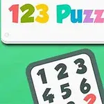 Värikkäällä taustalla on numeroilla 1-9 täytetty ruudukko sekä otsikko 123 Puzzle