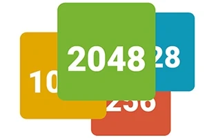 Neljä värikästä neliötä, joissa on numerot 1024, 2048, 128 ja 256
