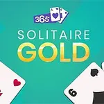 Kuvassa on kaksi pelikorttia kulmissa punaisella kuninkaalla ja mustalla kahdella, taustalla turkoosi sävy ja teksti 365 Solitaire Gold