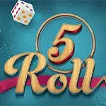 Puiset kirjaimet, jotka muodostavat tekstin 5 Roll, ympärillä viisi värikästä noppaa sinisellä taustalla