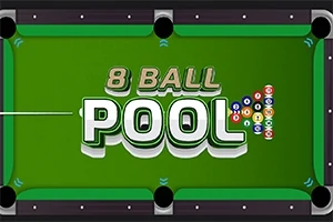 Vihreällä biljardipöydällä on keskellä teksti 8 Ball Pool, jonka oikealla puolella on rivi numeroituja biljardipalloja