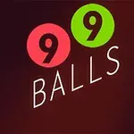 Kuvassa on teksti 99 Balls, jossa numero 9 esiintyy kahdessa värillisessä pallossa, toinen punaisella ja toinen vihreällä taustalla