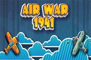 Kaksi vanhanaikaista lentokonetta lentää pilvien yllä, ja yläpuolella on teksti Air War 1941