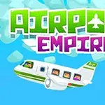 Värikäs animaatio lentokoneesta pilvien keskellä, otsikon Airport Empire kanssa
