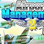 Useita lentokoneita ilmassa ja teksti Airport Management 2 näkyvästi ylhäällä