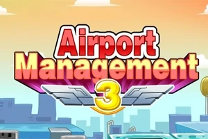 Teksti Airport Management 3 värikkäällä taustalla, jossa näkyy siipisymboli ja kaupungin siluetti