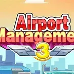 Teksti Airport Management 3 värikkäällä taustalla, jossa näkyy siipisymboli ja kaupungin siluetti
