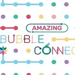 Monivärisiä pisteitä ja viivoja, joiden keskellä on sanat AMAZING BUBBLE CONNECT