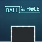 Loistava keltainen pallo vasemmalla, otsikko BALL in the HOLE sinisellä taustalla