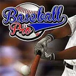 Beisbolia pelaava henkilö lyömässä pesäpalloa, tekstinä Baseball Pro
