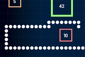 Valkoisista palloista muodostuva käärmemäinen kuvio tummansinisellä taustalla, ja numeroidut laatikot numerolla 42 vihreässä laatikossa ja numerolla 10 punaisessa laatikossa
