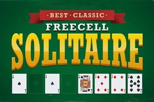 Parhaat klassiset Freecell Solitaire -pelikortit vihreällä taustalla