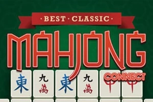 Mahjong-tekstin yläpuolella on punainen Best Classic -banneri ja alapuolella on mahjong-laattoja vihreällä taustalla