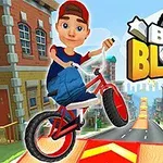 Poika ajaa BMX-pyörällä alas kaupunkikatua tehden temppuja, ja taustalla näkyy hyppyreitä sekä rakennuksia