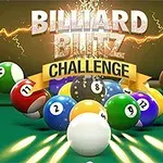 Yhdeksän biljardipallon rykelmä pöydällä, taustalla salamaniskuja ja kyltti, jossa lukee Challenge