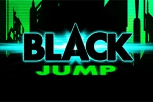Vihreällä ja mustalla taustalla on teksti BLACK JUMP futuristisella fontilla