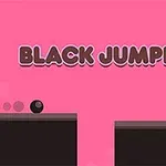 Vaaleanpunainen tausta, jossa on musta pallo ja teksti Black Jumper