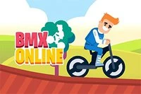 Kilpaile netissä kahta muuta pelaajaa vastaan hauskassa BMX-pelissä.