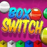 Värikäs kuva, jossa lukee Box Switch, taustalla värikkäitä palloja ja alareunassa erivärisiä pieniä laatikoita pinkillä taustalla