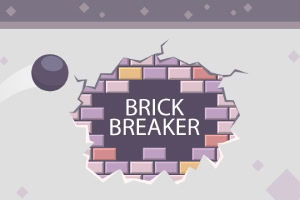 Tiiliseinä, johon on osunut pallo, ja keskellä teksti BRICK BREAKER