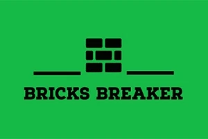 Vihreällä taustalla musta tiilikuvio ja teksti BRICKS BREAKER