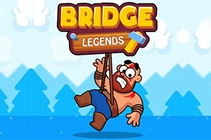 Mies roikkuu köydestä taustallaan sinisiä puita, ylempänä teksti BRIDGE LEGENDS