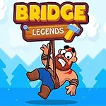 Mies roikkuu köydestä taustallaan sinisiä puita, ylempänä teksti BRIDGE LEGENDS