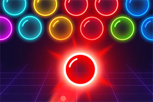 Bubble Shooter Neon Kuva, jossa on vÀrikkÀitÀ hehkuvia palloja tummalla taustalla