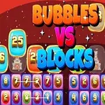Värikäs kuvitus, jossa on numeroituja kuutioita ja teksti Bubbles vs Blocks keskellä
