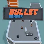Kolme hahmoa seisoo rakennuksen katolla, ja vaikuttaa olevan toiminnassa oleva tilanne, taustalla näkyy rakennuksia ja edessä lukee BULLET BENDER