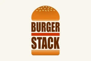 Hampurilaisen muotoinen logo, jossa lukee BURGER STACK