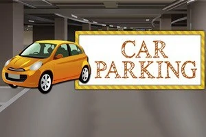 Keltainen auto ja Car Parking -kyltti parkkihallissa