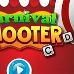 Värikäs Carnival Shooter -teksti, jossa on ankka ja kirjaimet A, B, C, D punaisella taustalla