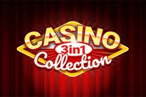 Kuva, jossa on keltaisella sana CASINO, keskellä 3 in 1, ja alaosassa Collection punaisella ja keltaisella taustalla