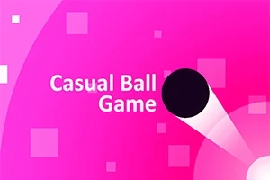 Vaaleanpunaisella taustalla on pyöreitä ja nelikulmaisia kuvioita sekä teksti Casual Ball Game