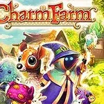 Charm Farm VÀrikÀs fantasia-asetelma, jossa on maagisesti pukeutunut olento, kirjava elÀin ja pieniÀ, söpöjÀ hahmoja kukkaisessa ympÀristössÀ