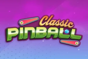 Värikäs pinball-aiheinen logo, jossa on teksti Classic Pinball liukuvärisellä taustalla ja kaksi vipua