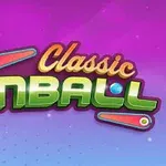 Värikäs pinball-aiheinen logo, jossa on teksti Classic Pinball liukuvärisellä taustalla ja kaksi vipua