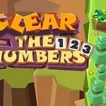 Värikäs otsikkoteksti Clear the Numbers numeroilla 1, 2 ja 3, kuvattuna piirroksellisessa metsämaisemassa
