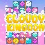 Kirkasvärinen kuva, jossa keskellä teksti CLOUDY KINGDOM 3 ja taustalla värikkäitä ilmeikkäitä pelihahmoja