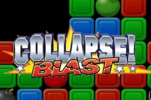 Värikkäitä, punaisia, sinisiä ja vihreitä laattoja, joiden päällä on suuri teksti COLLAPSE!