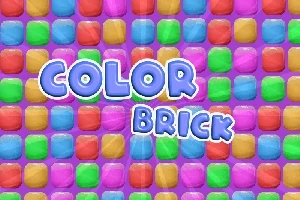 Värikkäitä ruutuja sisältävä kuvio, keskellä lukee Color Brick
