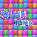 Värikkäitä ruutuja sisältävä kuvio, keskellä lukee Color Brick