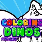Värityskuva dinosauruksesta värikynän ja paletin kanssa sekä teksti Coloring Dinos for Kids