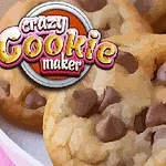 Suklaahippukeksejä lautasella, ja päällä värikäs Crazy Cookie Maker -logo