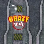 Hopea pallo metallisella pinnalla, jossa on keltaisia varoitusraitoja, ja keskellä punainen ja keltainen teksti CRAZY ball