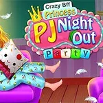 Kaksi tyttöä istuu iloisesti värikkäissä pyjamissa, ympärillä lentää höyheniä ja keskellä on iso värikäs logo