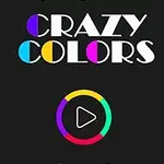Värikäs logo mustalla taustalla, jossa lukee Crazy Colors ja alapuolella on värillinen ympyrä, jossa on toistopainike
