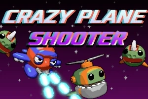 Sarjakuvamaiset lentävät koneet ja vihreät hirviöt tummalla taustalla tekstillä Crazy Plane Shooter